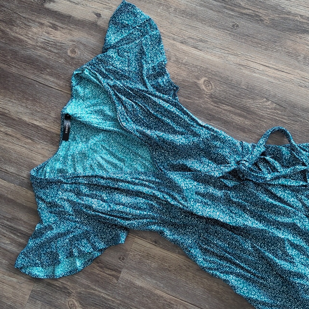 Blue Floral Wrap Dress